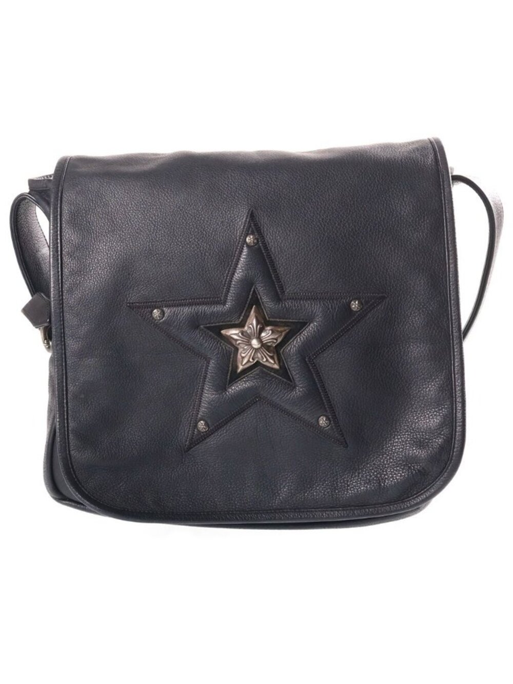 Chrome Hearts Mail Star Decorative Leather Shoulder Bag Black Silver